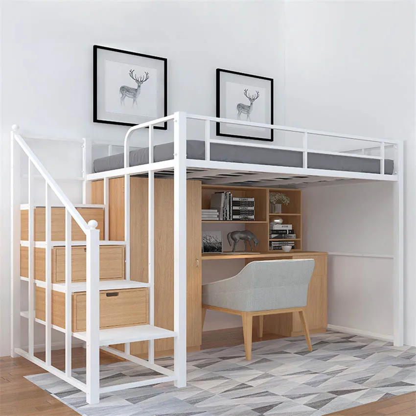 Nordic Metal Bed Space Saving Student Dormitory Bunk Bed Sturdy Frame Easy Assembly Metal Loft Bunk Bed With GuardRail Ladder
Nordic Metal Bed Space Saving Student Dormitory Bunk Bed Sturdy Frame Easy Assembly Metal Loft Bunk Bed With GuardRail Ladder