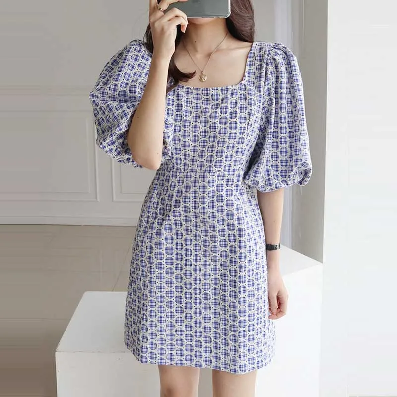 French Slim Summer Women Dresses 2021 New Korean Elegant Lattice Puff Sleeve Dress One-Piece Fashion Party Holiday Ladies Dress
French Slim Summer Women Dresses 2021 New Korean Elegant Lattice Puff Sleeve Dress One-Piece Fashion Party Holiday Ladies Dress