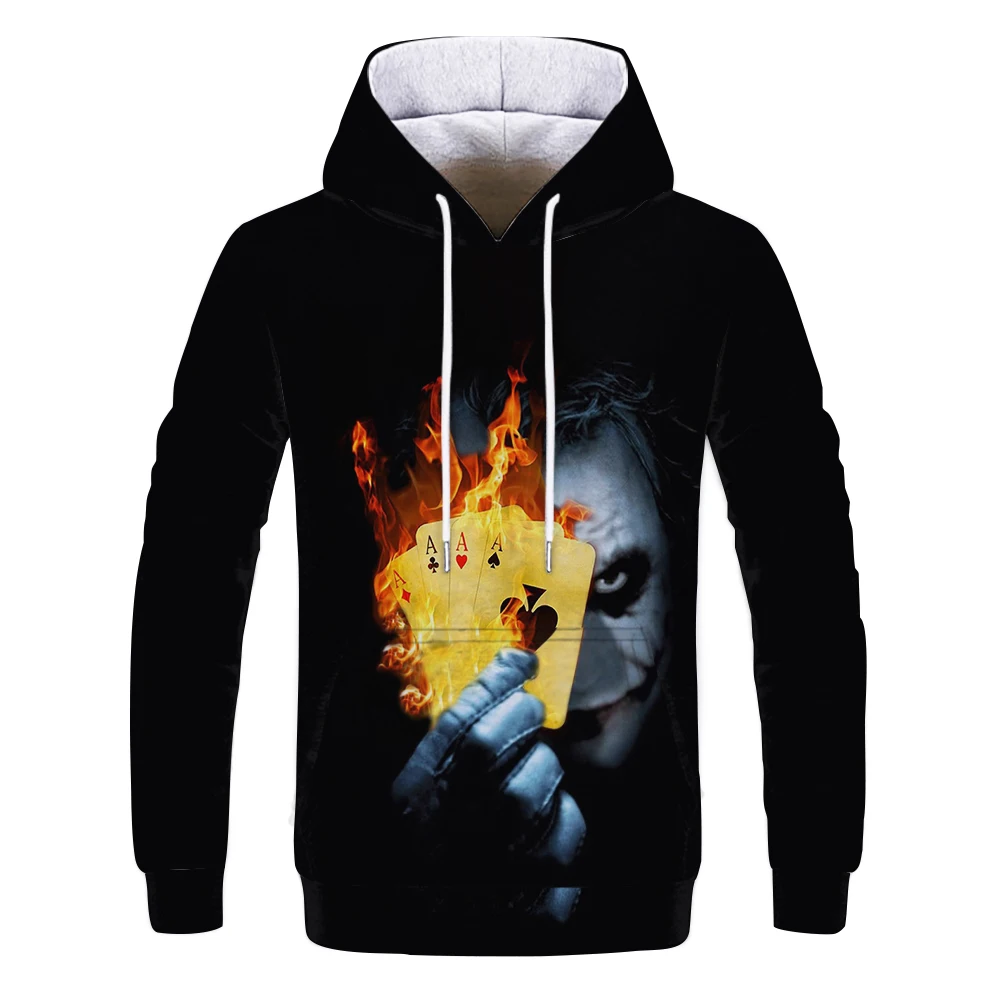 Clown autumn and winter men's and women's sweaters fashion movie characters street clothes personality hooded 3D printing 
Clown autumn and winter men's and women's sweaters fashion movie characters street clothes personality hooded 3D printing