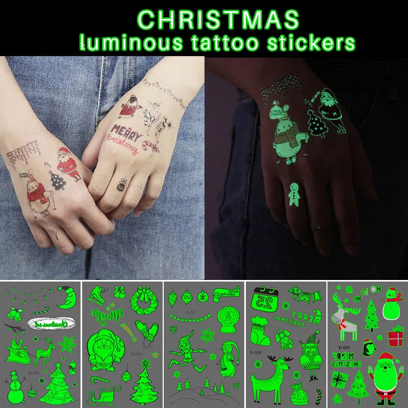 Waterproof Temporary Tatoo Sticker Luminous Fake Tattoo Christmas Day tree Santa Claus deer Flash Taty Tatouage Glowing in Dark
Waterproof Temporary Tatoo Sticker Luminous Fake Tattoo Christmas Day tree Santa Claus deer Flash Taty Tatouage Glowing in Dark