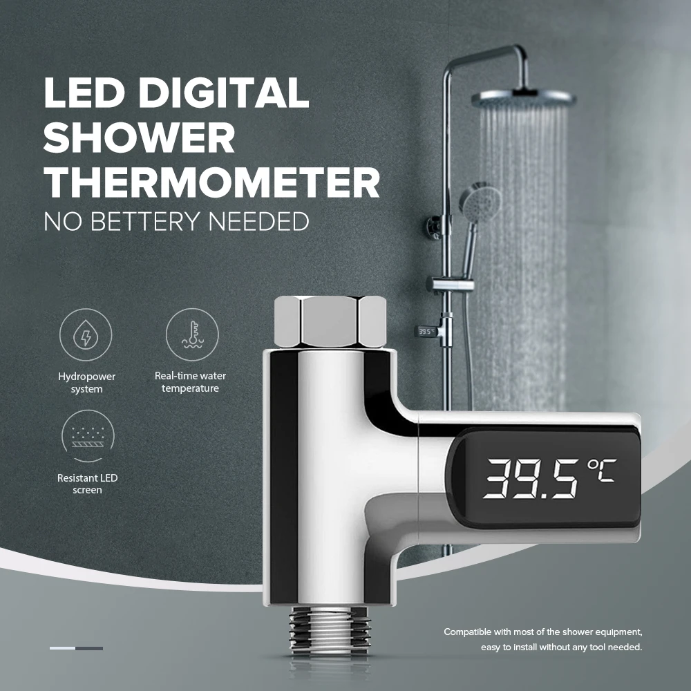 LED Display Celsius Water Temperature Meter Monitor Electricity Shower Thermometer 360 Degrees Rotation Flow Self-Generating
LED Display Celsius Water Temperature Meter Monitor Electricity Shower Thermometer 360 Degrees Rotation Flow Self-Generating