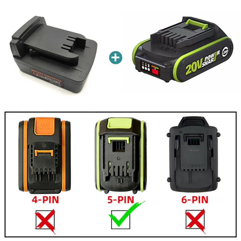 Battery Adapter For WORX 20V 5-PIN Slider Li-ion Battery To Milwaukee M18 18V Cordless Battery Tools
Battery Adapter For WORX 20V 5-PIN Slider Li-ion Battery To Milwaukee M18 18V Cordless Battery Tools