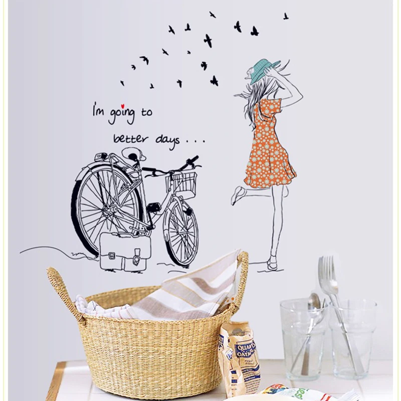 Bicycle Girl Pattern Wall Sticker for Girls Room Living Room Bedroom Dormitory Home Decor Wall Decals Vinyl Wallpaper Removable
Bicycle Girl Pattern Wall Sticker for Girls Room Living Room Bedroom Dormitory Home Decor Wall Decals Vinyl Wallpaper Removable