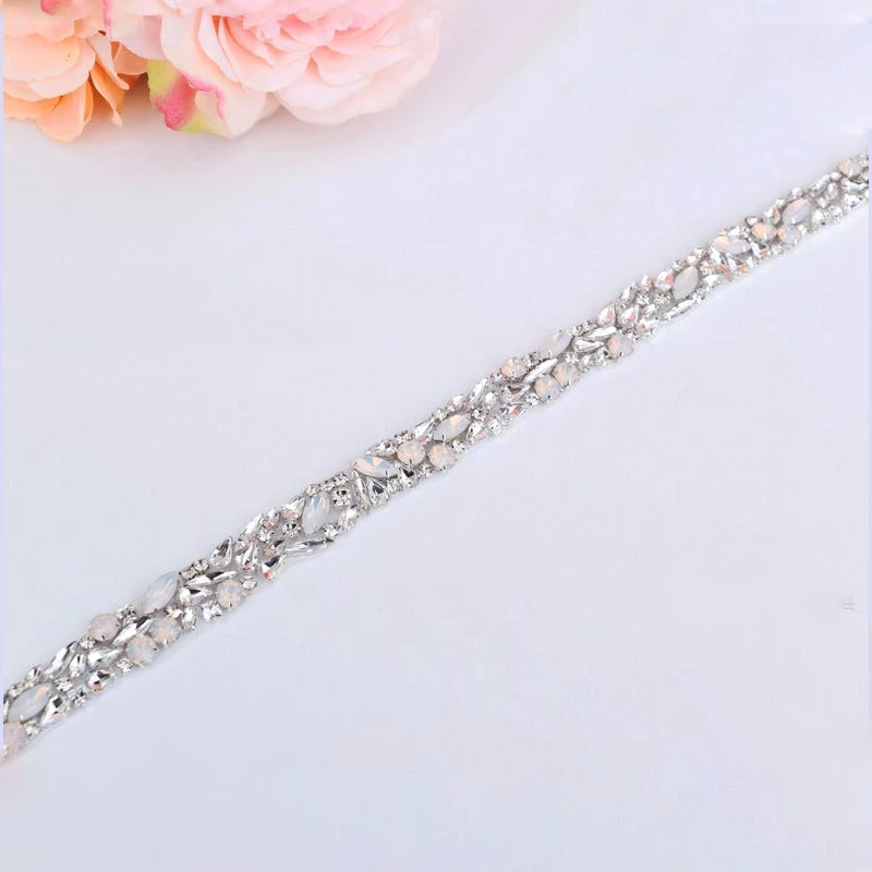 MissRDress Silver Crystal Wedding Belts Handmade Opal Bridal Belt Rhinestones Sash For Prom Gown JK920 | Свадьбы и торжества