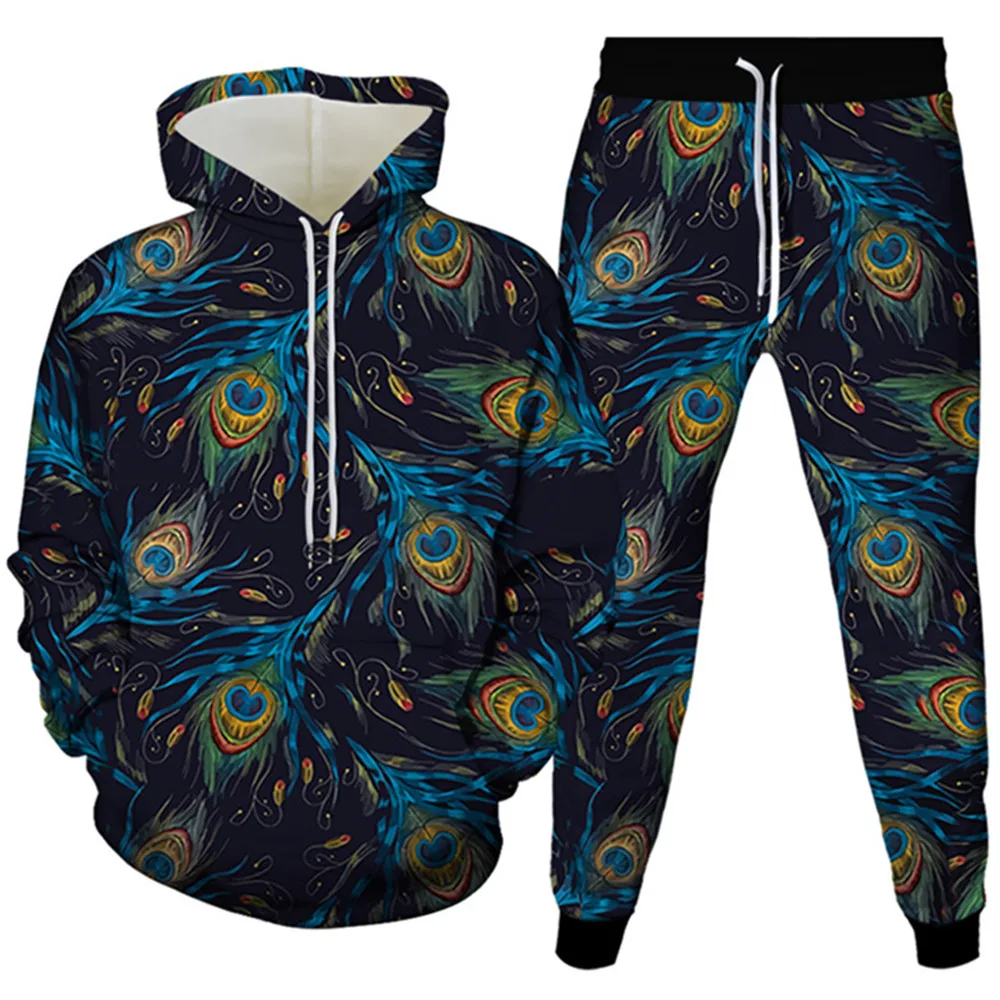 Fall Men Fashion Hooded Sweatshirt+Trousers 2PcSet Clothing Animal Peacock Colorful Feather Printing Women Tracksuit Size S-6XL
Fall Men Fashion Hooded Sweatshirt+Trousers 2PcSet Clothing Animal Peacock Colorful Feather Printing Women Tracksuit Size S-6XL