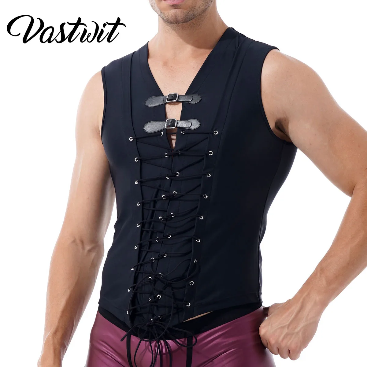 Men Punk Lace-up Front Tank Top Gothic Adjustable Buckle Decor Sleeveless T-shirt for Rave Party Music Festival Rock Concert
Men Punk Lace-up Front Tank Top Gothic Adjustable Buckle Decor Sleeveless T-shirt for Rave Party Music Festival Rock Concert