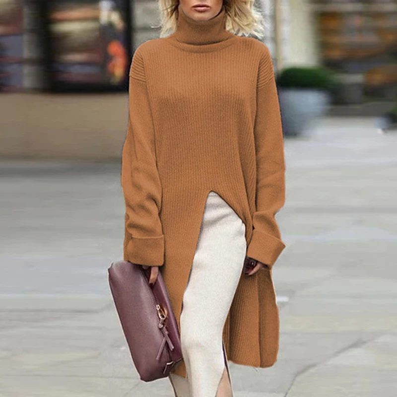 Autumn Plus Long Soft knitted T Shirt Women Turtleneck Solid Color Long Sleeves Tops Fashion Split Streetwear Female T Shirt 
Autumn Plus Long Soft knitted T Shirt Women Turtleneck Solid Color Long Sleeves Tops Fashion Split Streetwear Female T Shirt