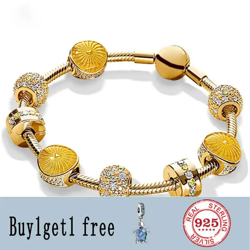 100% 925 Sterling Silver Brand New 18 GOLD Color pan Bracelet Glitter Charm Sunlight Sunshine Bracelet Set For DIY Gifts
100% 925 Sterling Silver Brand New 18 GOLD Color pan Bracelet Glitter Charm Sunlight Sunshine Bracelet Set For DIY Gifts