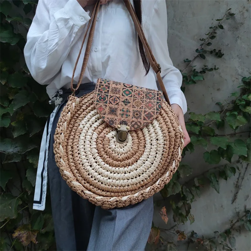 Bohemian Round Straw Bag National Rattan Large Tote Bag Handmade Woven Summer Beach Shoulder Crossbody Bags Big Bali Purses 2022
Bohemian Round Straw Bag National Rattan Large Tote Bag Handmade Woven Summer Beach Shoulder Crossbody Bags Big Bali Purses 2022