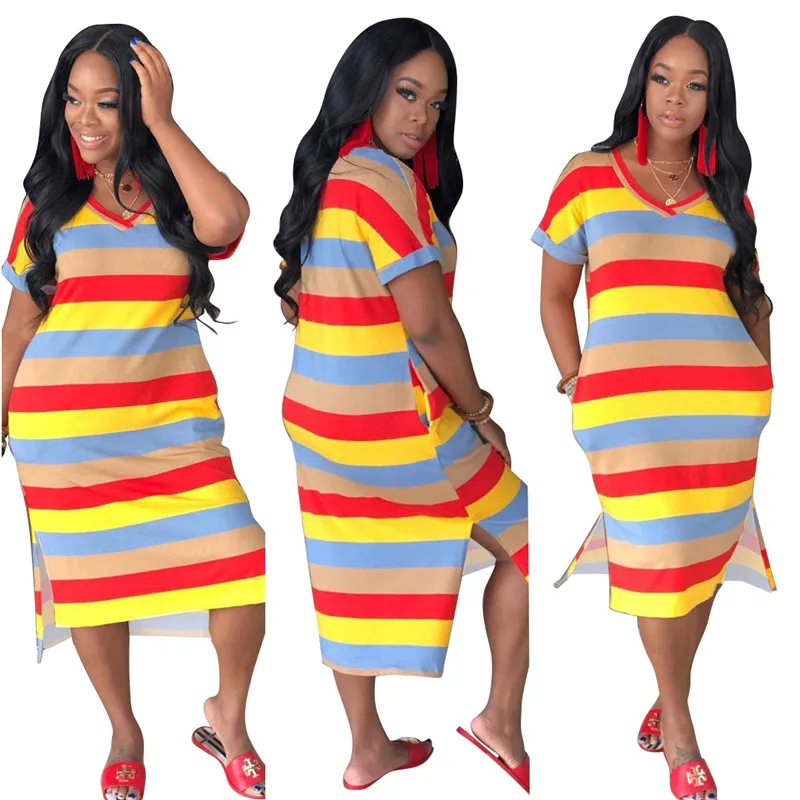 Женское свободное платье в полоску, Повседневное платье в полоску с V-образным вырезом и разрезом, лето 2021
Женское свободное платье в полоску, Повседневное платье в полоску с V-образным вырезом и разрезом, лето 2021