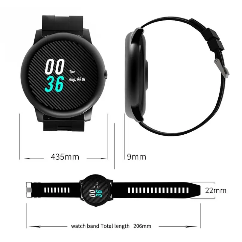 M1 1.28in Circle HD Screen Full Touch Control Smart Watch Waterproof IP67 Heart Rate Monitor Sport Bracelet for Android IOS