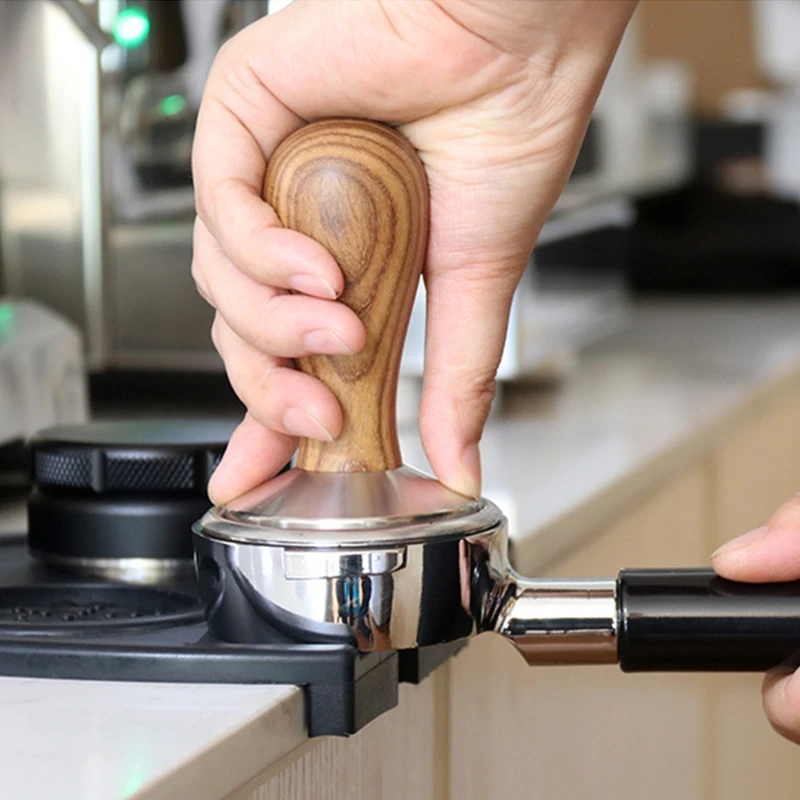 Barista Espresso Tamper Wood Handle Coffee Hammer Stainless Steel Flat Tamper Base Coffee Stamp with Mat
Barista Espresso Tamper Wood Handle Coffee Hammer Stainless Steel Flat Tamper Base Coffee Stamp with Mat