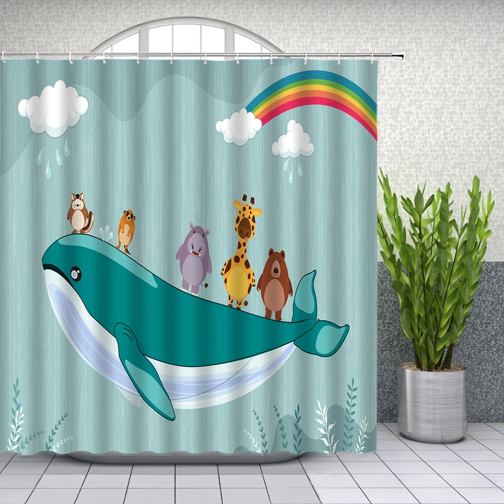 Cartoon Whale Shower Curtains Funny Animal Rainbow Kids Bathroom Decor Home Bath Waterproof Polyester Curtain Set Cheap
Cartoon Whale Shower Curtains Funny Animal Rainbow Kids Bathroom Decor Home Bath Waterproof Polyester Curtain Set Cheap