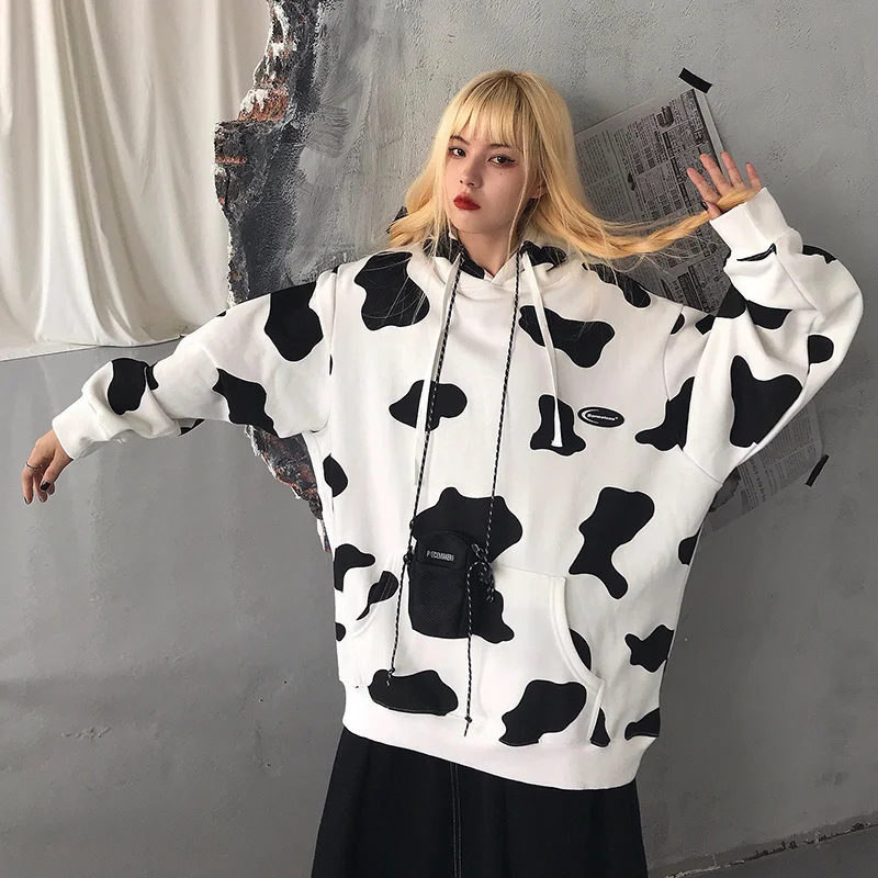 Cute Dairy Cow Print Women Oversized Hoodies 2021 Autumn Warm Casual Loose PrintPocket Hooded Sweatshirt Winter Pullover Ladies
Cute Dairy Cow Print Women Oversized Hoodies 2021 Autumn Warm Casual Loose PrintPocket Hooded Sweatshirt Winter Pullover Ladies