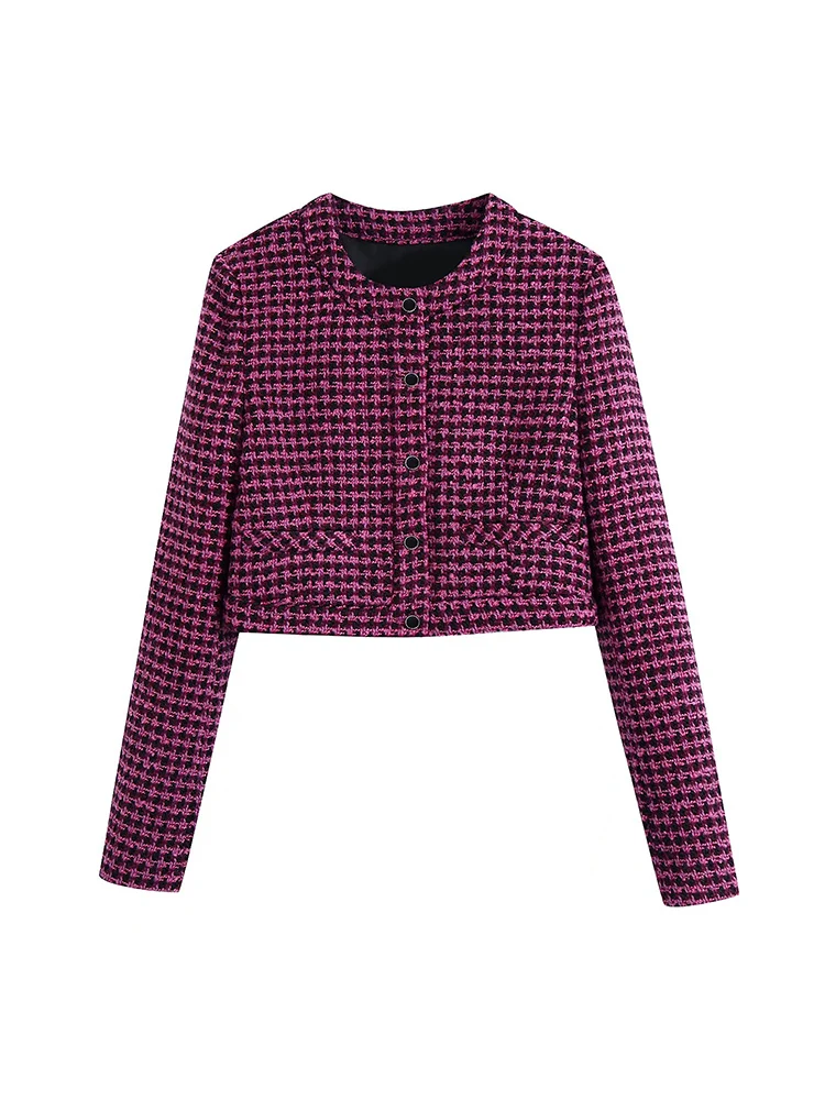 Willshela Women Fashion Texture Plaid Single Breasted Cropped Jackets Vintage O-Neck Long Sleeves Female Chic Lady Coats
Willshela Women Fashion Texture Plaid Single Breasted Cropped Jackets Vintage O-Neck Long Sleeves Female Chic Lady Coats