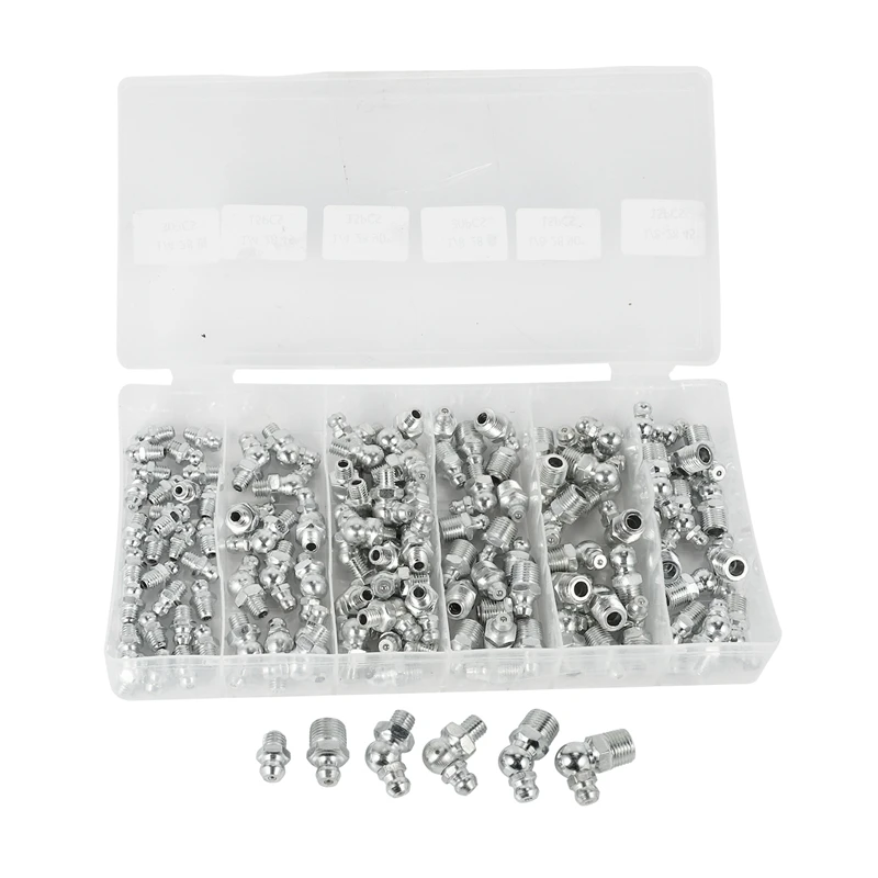 120Pcs Iron Galvanized 90 Degree and 45 Degree and Straight Hydraulic Grease Fittings
120Pcs Iron Galvanized 90 Degree and 45 Degree and Straight Hydraulic Grease Fittings