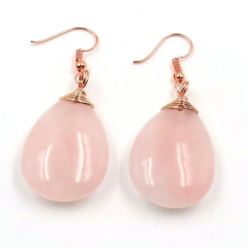 FYJS Unique Jewelry Rose Gold Color Wire Wrap Water Drop Natural Rose Pink Quartz Earrings
FYJS Unique Jewelry Rose Gold Color Wire Wrap Water Drop Natural Rose Pink Quartz Earrings