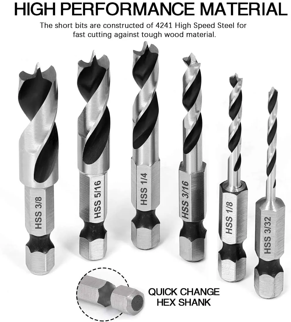 1/4-Inch Quick Change Hex Shank Drill Bit Set Reamer Woodworking Chamfer Drill Counterbore Pliot Hole Cutter Screw Hole Drill Bi
1/4-Inch Quick Change Hex Shank Drill Bit Set Reamer Woodworking Chamfer Drill Counterbore Pliot Hole Cutter Screw Hole Drill Bi