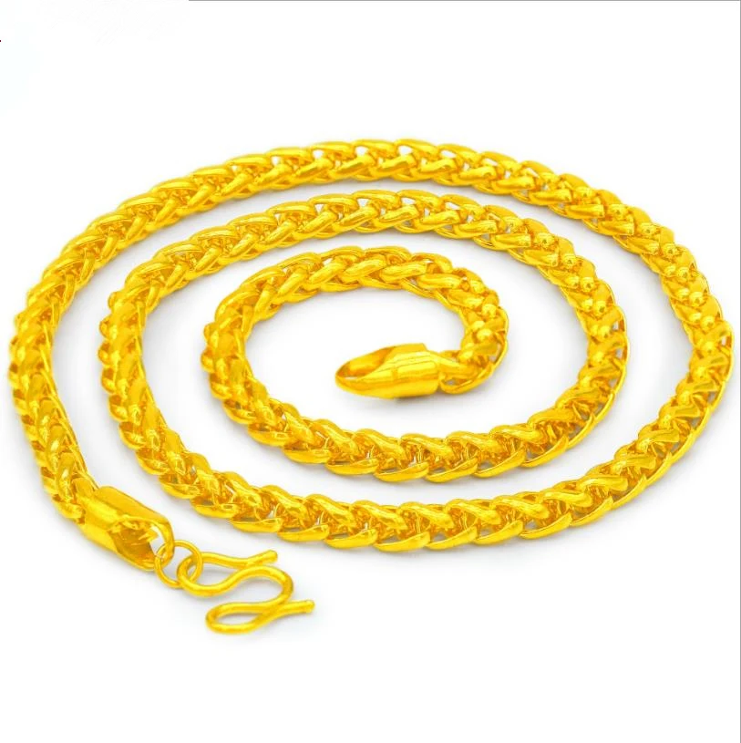 

4 styles FREE SHIPPING Heavy MENS 24K REAL SOLID GOLD FINISH THICK MIAMI CUBAN LINK NECKLACE CHAIN top quality necklaces jewelry