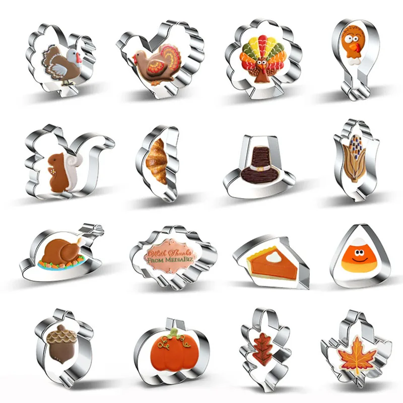 16pcs/set Thanksgiving Turkey Day Cookie Cutter Slicers Set DIY Fondant Biscuit Moulds Cake Decorating Supplies Bakeware Tools
16pcs/set Thanksgiving Turkey Day Cookie Cutter Slicers Set DIY Fondant Biscuit Moulds Cake Decorating Supplies Bakeware Tools