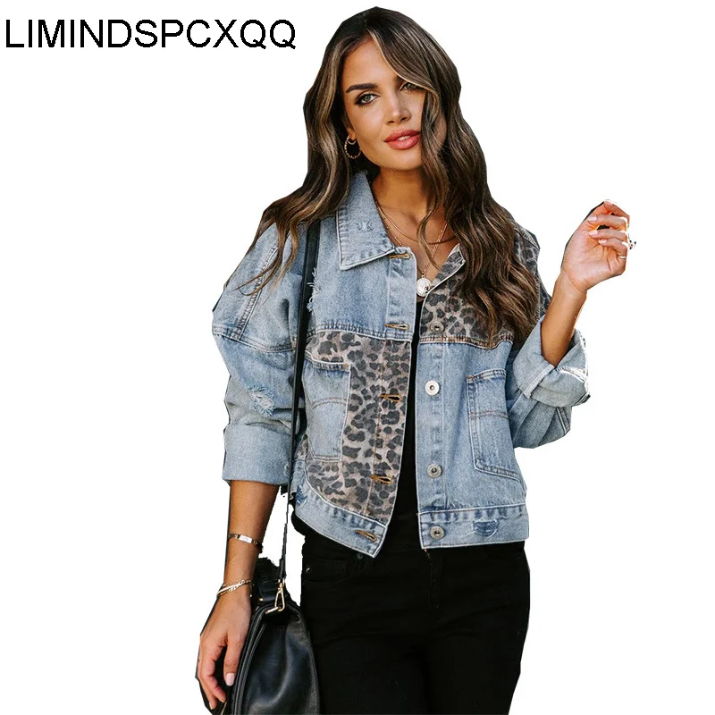Женские джинсовые куртки с леопардовым принтом, короткие джинсовые куртки в стиле Харадзюку, уличные топы с дырками, укороченная одежда, ве...
Женские джинсовые куртки с леопардовым принтом, короткие джинсовые куртки в стиле Харадзюку, уличные топы с дырками, укороченная одежда, ве...