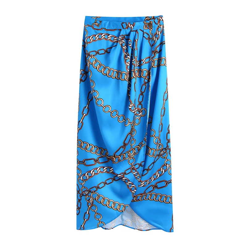 Women 2021 za fashion chain print front slit wrap midi skirt vintage high waist side button female skirts mujer
Women 2021 za fashion chain print front slit wrap midi skirt vintage high waist side button female skirts mujer