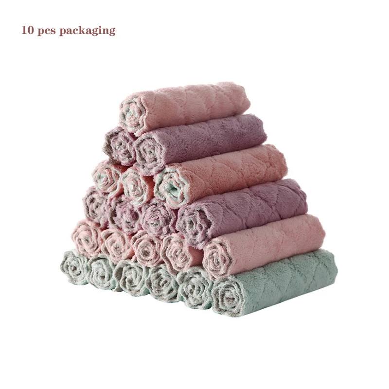 15*26 10PCS Microfiber Double Sided Kitchen Towel Absorbent Dish Cloth Non-stick Oil scouring pad Household Tableware Cleaning
15*26 10PCS Microfiber Double Sided Kitchen Towel Absorbent Dish Cloth Non-stick Oil scouring pad Household Tableware Cleaning