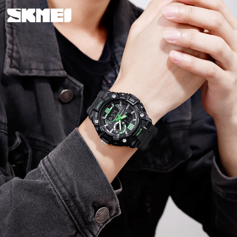 

SKMEI New Military Sports Watches Men Fashion Dual Display Digital Watch Waterproof Luminous Quartz Wristwatch montre homme 1529