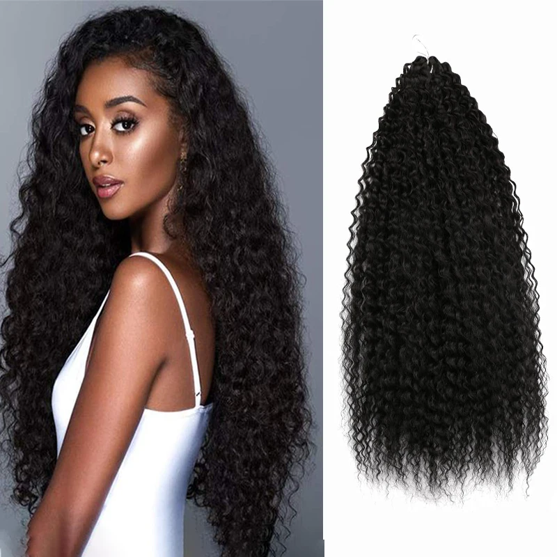 

Synthetic Crochet Hair Afro Yaki Kinky Curly Soft Black Brown Ombre Crochet Braiding Hair Extensions Marly Hair for Women