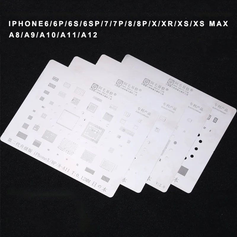 

Amaoe IC Chip CPU BGA Reballing Stencil for Phone XR XSMAX XS 8P 8 7P 7 6SP 6S 6P 6 5S A8 A9 A10 A11 A12 CPU Solder Tin Net