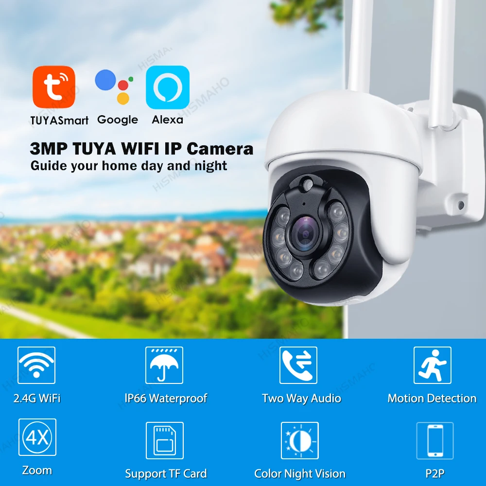 Tuya IP Camera WiFi 3MP HD Home Security Camera Outdoor Mini Alexa CCTV Camera Google Home Smart Monitor Color Night Vision P2P
Tuya IP Camera WiFi 3MP HD Home Security Camera Outdoor Mini Alexa CCTV Camera Google Home Smart Monitor Color Night Vision P2P