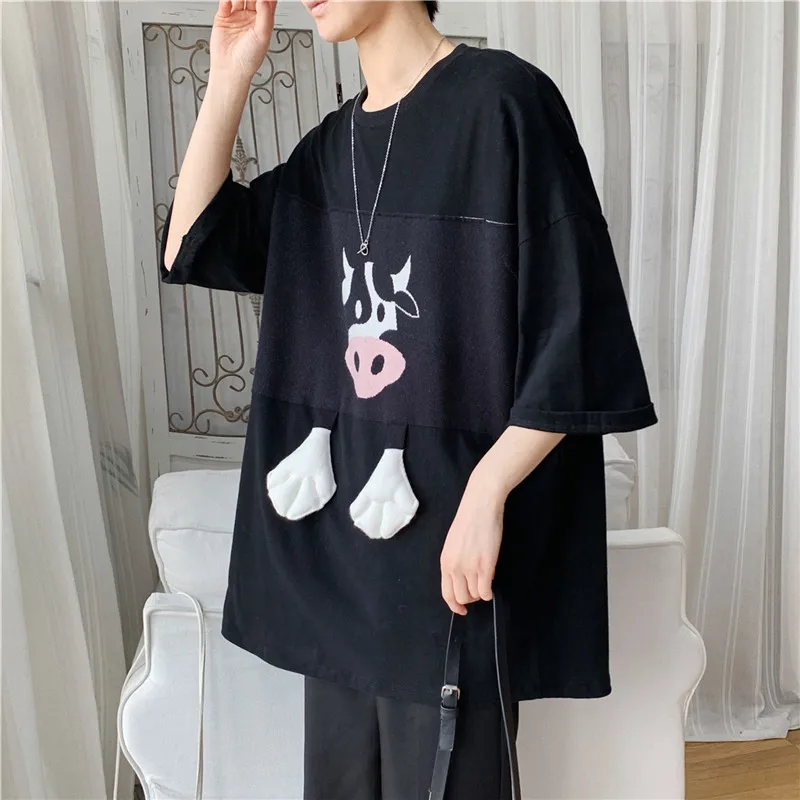 Oversized T Shirt Man Summer 2021 Cow Cartoon Loose Round Neck Stitching Short Sleeve Plus Size Harajuku Shirt Cotton
Oversized T Shirt Man Summer 2021 Cow Cartoon Loose Round Neck Stitching Short Sleeve Plus Size Harajuku Shirt Cotton