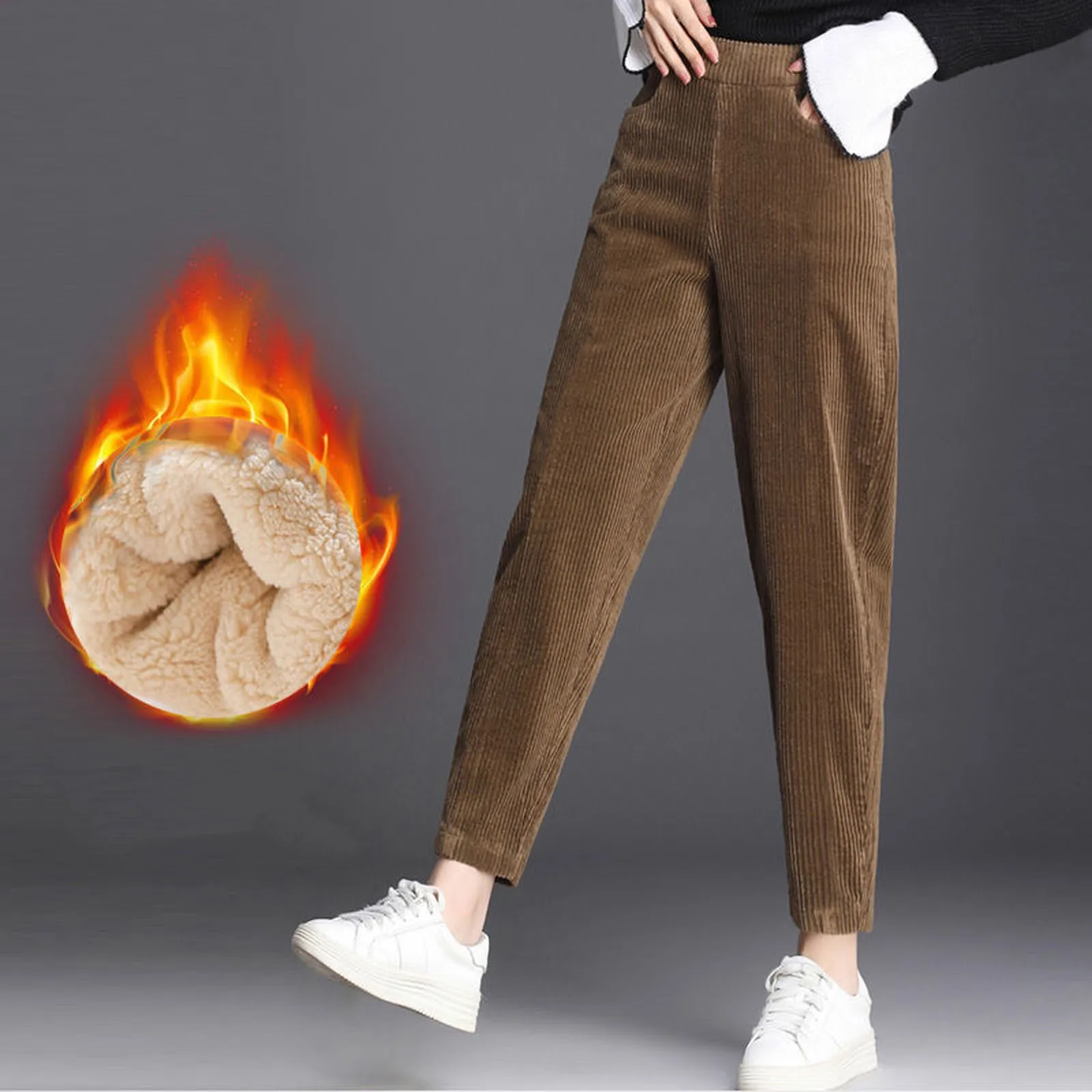 Fashion casual Women Plus Size Plus Lamb Solid Color Stripe Wool Corduroy Loose Pants comfortable and soft Dropshipping
Fashion casual Women Plus Size Plus Lamb Solid Color Stripe Wool Corduroy Loose Pants comfortable and soft Dropshipping