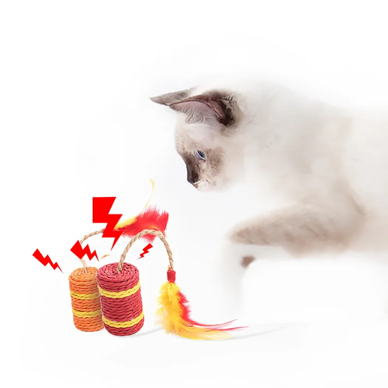 Pet Cat Toys For Claws Grind Creative Paper Rope Firecrackers Shape With Feather Kitten Chewing Claws Grinding Toy Cat Supplies
Pet Cat Toys For Claws Grind Creative Paper Rope Firecrackers Shape With Feather Kitten Chewing Claws Grinding Toy Cat Supplies
