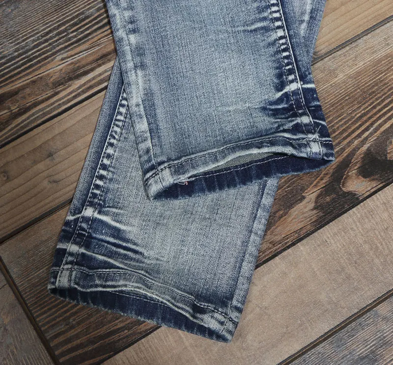 2021 Новая мода мужские джинсы светильник Синие рваные рвaный эластичные джинсовые