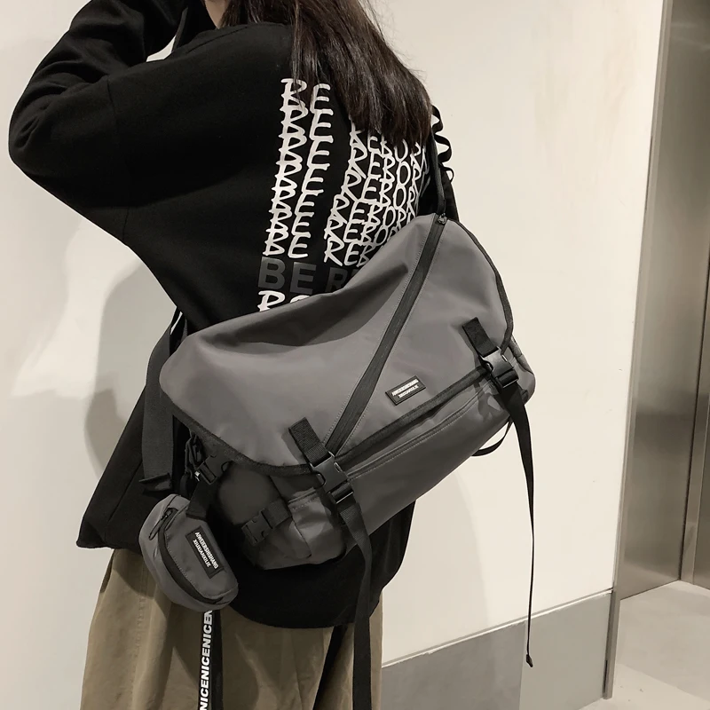 

Холщовая сумка-мессенджер Ins, Студенческая сумка на ремне для пар, модная вместительная сумка-мессенджер в стиле хип-хоп для инструментов