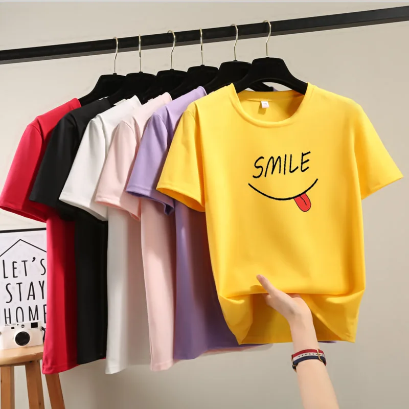 Duckwaver New Summer Women T-Shirts Fashion Casual Smile Graphics Short Sleeve T-Shirts Female Quality Slim O-Neck Pullover Tees 
Duckwaver New Summer Women T-Shirts Fashion Casual Smile Graphics Short Sleeve T-Shirts Female Quality Slim O-Neck Pullover Tees