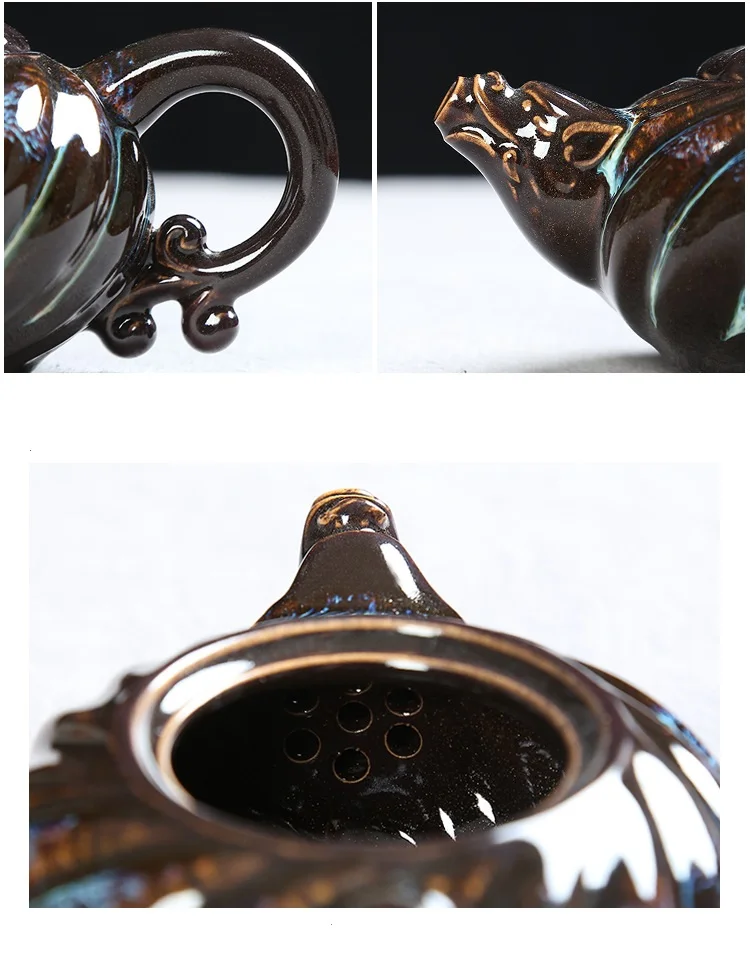Ceramic teapot household kiln Tianmu Glaze Kung Fu tea set Xishi single pot teapot Chinese style
Ceramic teapot household kiln Tianmu Glaze Kung Fu tea set Xishi single pot teapot Chinese style