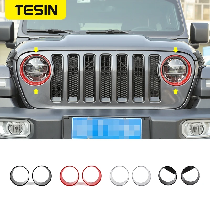 

TESIN Lamp Hoods For Jeep Gladiator JT 2018+ Car Head Light Lamp Decor Headlight Cover Accessories For Jeep Wrangler JL 2018+