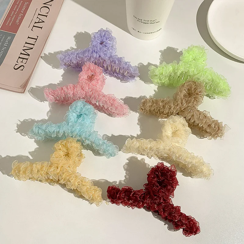 Korean Retro Folded Lace Edge Hair Claw Crab Clips Hairpins Light Solid Color Barrettes For Women Girls Elegant Hair Accessories
Korean Retro Folded Lace Edge Hair Claw Crab Clips Hairpins Light Solid Color Barrettes For Women Girls Elegant Hair Accessories