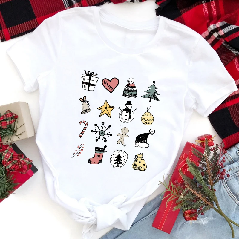 

Colored Favorite Christmas Things T-shirt Kawaii Winter Holiday Gift Tshirt Funny Women Merry Xmas Graphic Tee Shirt Top