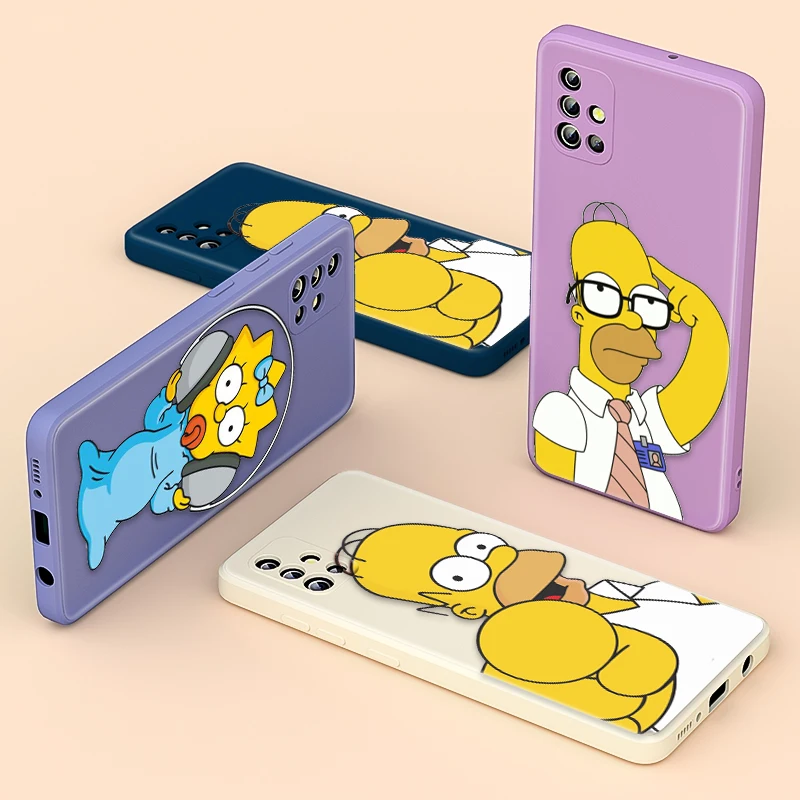 

The Simpsons Happy For Samsung A72 A52 A71 A51 A32 A31 A12 A11 A91 A81 A02 A03 Liquid Silicone Soft Phone Case