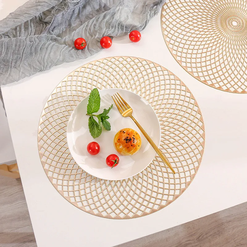 Creative Round Placemat Restaurant Hollow PVC Decoration Meal Mat Anti-hot Dining Table Line Steak Plate Pad
Creative Round Placemat Restaurant Hollow PVC Decoration Meal Mat Anti-hot Dining Table Line Steak Plate Pad