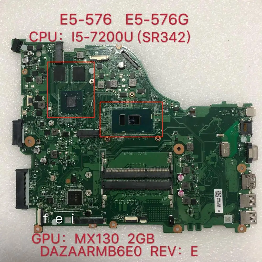 E5-576 Mainboard E5-576G Laptop Motherboard CPU: I5-7200U GPU:MX130 2 GB DDR3 ZAAR DAZAARMB6E0 100% Teste Ok
E5-576 Mainboard E5-576G Laptop Motherboard CPU: I5-7200U GPU:MX130 2 GB DDR3 ZAAR DAZAARMB6E0 100% Teste Ok