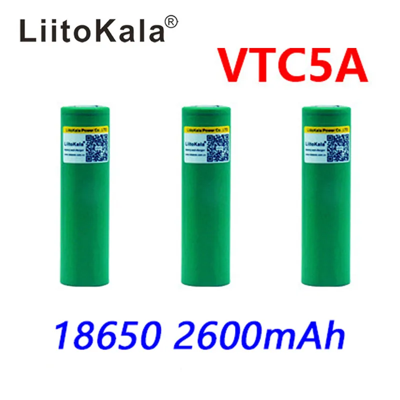 Аккумулятор Liitokala Max 40A Pulse 60A 3 6 В Перезаряжаемый 18650 аккумулятор VTC5A 2600 мА · ч