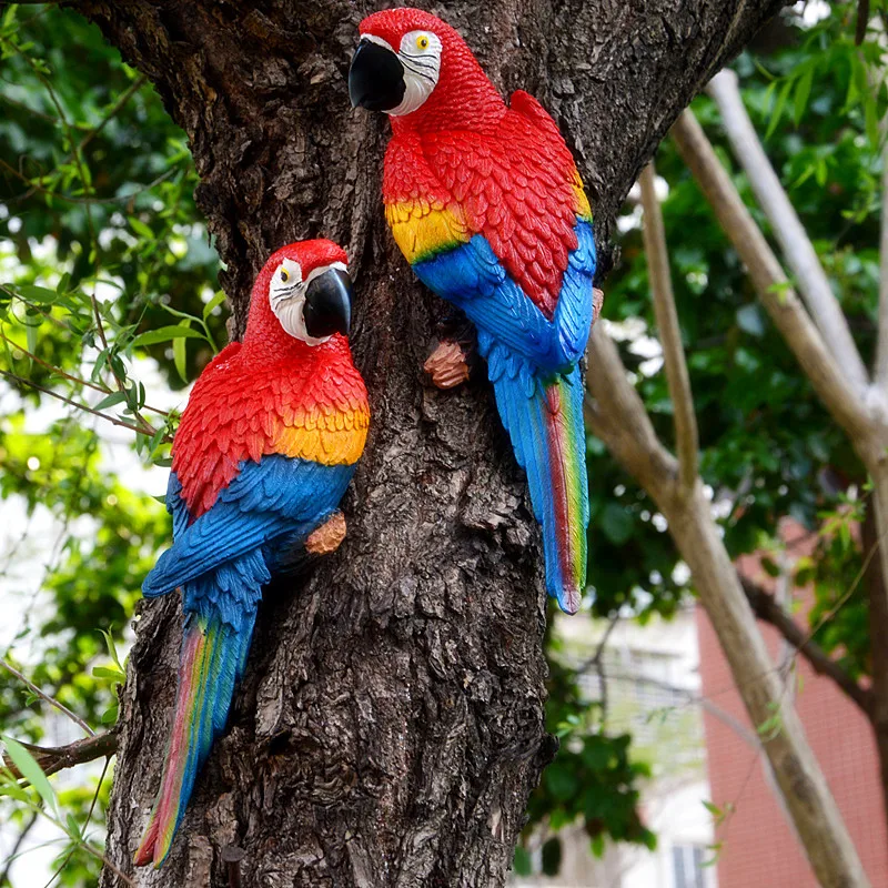 

Полимерная статуя попугая, настенное крепление «сделай сам», уличное украшение для сада, дерева, скульптура животного для дома и офиса