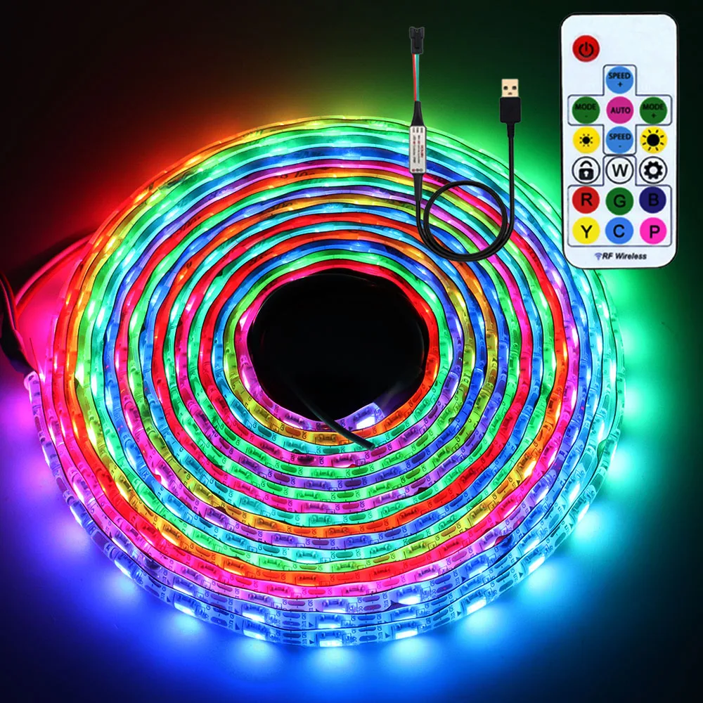 USB LED Strip RGB WS2812 WS2812B Addressable Pixel Tape 17Keys Remote Controller For TV Back Under Cabinet Lamp DC5V 1-5M
USB LED Strip RGB WS2812 WS2812B Addressable Pixel Tape 17Keys Remote Controller For TV Back Under Cabinet Lamp DC5V 1-5M