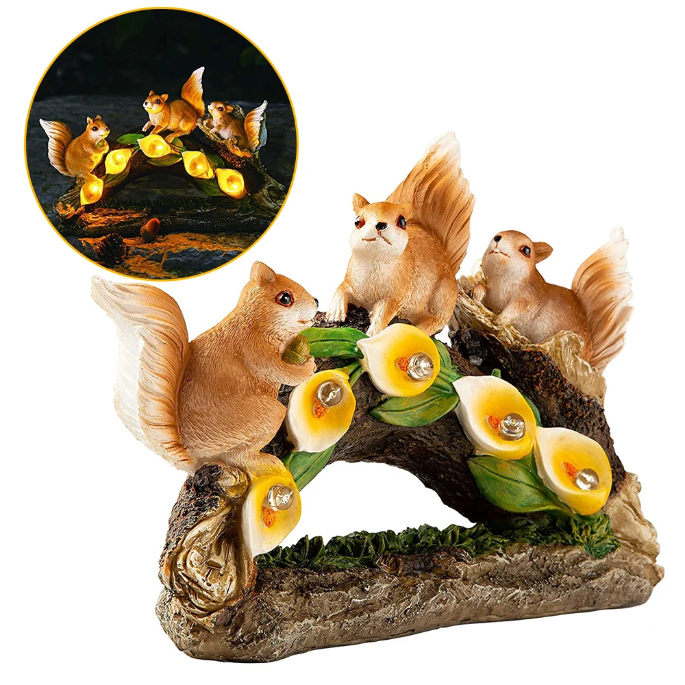 Squirrel Animal Figurines Squirrels on A Log Solar Powered Waterproof Outdoor Decor LED Light Resin Fairy Garden Ornaments Craft
Squirrel Animal Figurines Squirrels on A Log Solar Powered Waterproof Outdoor Decor LED Light Resin Fairy Garden Ornaments Craft