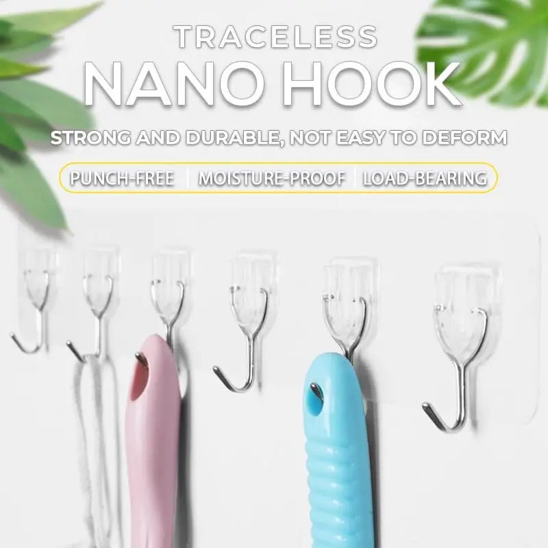 Traceless Nano Hook Plastic stainless steel hook, thick and non-marking nano sticker, strong sticking hook, 6 hook packaging
Traceless Nano Hook Plastic stainless steel hook, thick and non-marking nano sticker, strong sticking hook, 6 hook packaging