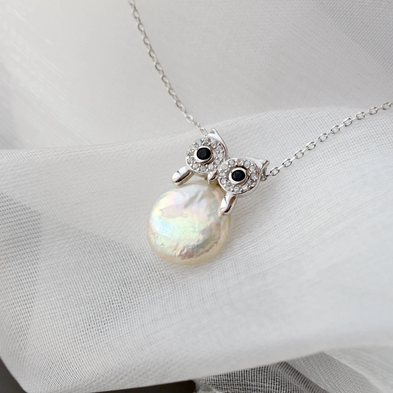 Natural Freshwater Baroque Pearl Pendant Retro Style Owl 925 Sterling Silver Women Fashion Jewelry Supplies
Natural Freshwater Baroque Pearl Pendant Retro Style Owl 925 Sterling Silver Women Fashion Jewelry Supplies